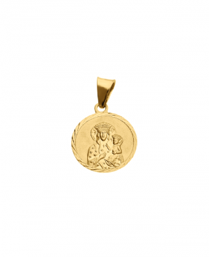 Medalik złoty z wizerunkiem Matki Boskiej Częstochowskiej