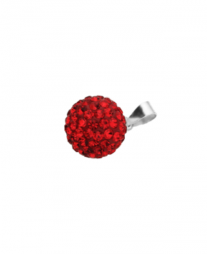 Wisiorek srebrny - kulka- czerwone kryształki - SALE