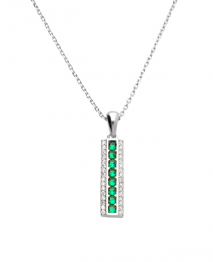 Naszyjnik srebrny z białymi i zielonymi cyrkoniami