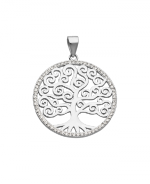 Wisiorek srebrny - drzewko szczęścia z cyrkoniami