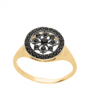 Złoty pierścionek - czarny kwiat